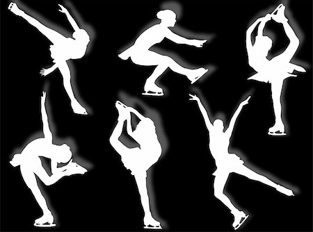 simsearch:400-04218163,k - Ice skater silhouette in different poses and attitudes Photographie de stock - Aubaine LD & Abonnement, Code: 400-05008294