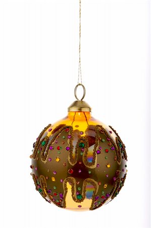round ornament hanging of a tree - an image of christmas decorations hanging Stock Photo - Budget Royalty-Free & Subscription, Code: 400-05008936