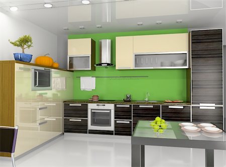 modern kitchen interior (computer generated image) Stock Photo - Budget Royalty-Free & Subscription, Code: 400-05009518