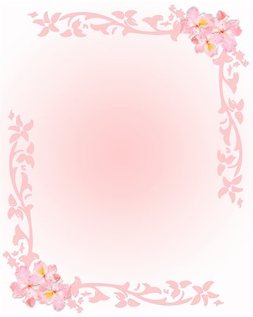 Pink stationery with flowers and floral elements Foto de stock - Royalty-Free Super Valor e Assinatura, Número: 400-05009747