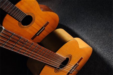 shadow acoustic guitar - Detail of two old wooden acoustic guitars - still life Stock Photo - Budget Royalty-Free & Subscription, Code: 400-05009915
