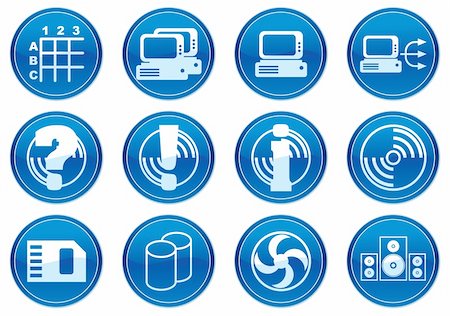 dvd silhouette - Gadget icons set. White - dark blue palette. Vector illustration. Stock Photo - Budget Royalty-Free & Subscription, Code: 400-05009934