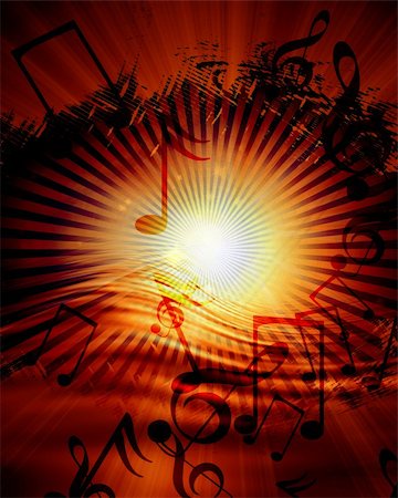 simsearch:400-05150602,k - Glowing sunset with musical notes Stock Photo - Budget Royalty-Free & Subscription, Code: 400-05000398