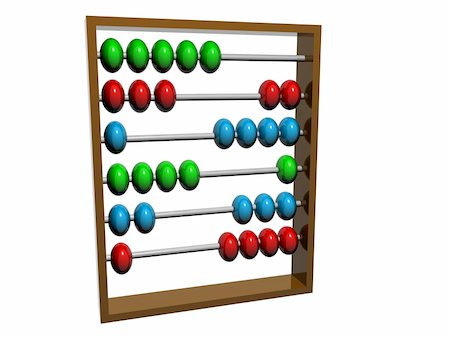simsearch:400-05682310,k - Traditional abacus used for counting. Isolated on white background. Stockbilder - Microstock & Abonnement, Bildnummer: 400-05000611