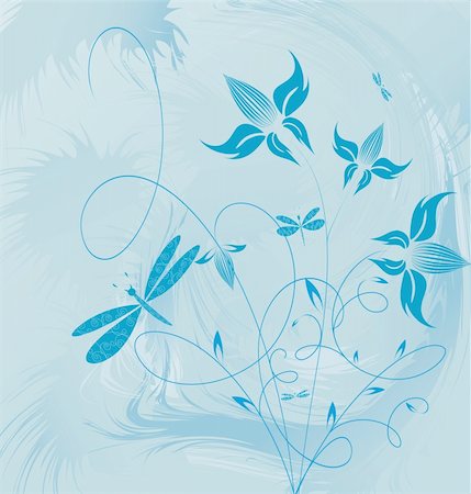 Decorative flowers on grunge background, vector illustration. Please see some similar pictures from my portfolio. Stockbilder - Microstock & Abonnement, Bildnummer: 400-05000639