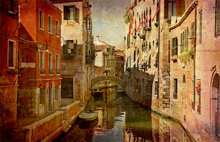 simsearch:400-05004765,k - Artistic work of my own in retro style - Postcard from Italy. - Urban Venice. Fotografie stock - Microstock e Abbonamento, Codice: 400-05001017