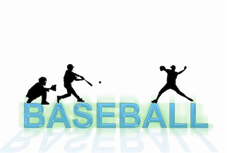 Baseball wallpaper with silhouettes and writing over white Stock Photo - Budget Royalty-Free & Subscription, Code: 400-05001423