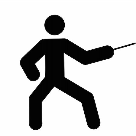 raphtong (artist) - logo of fencing, black silhouette of a man Fotografie stock - Microstock e Abbonamento, Codice: 400-05001588