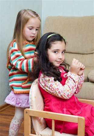 two cute little 3 years old girls playing Stock Photo - Budget Royalty-Free & Subscription, Code: 400-05001868