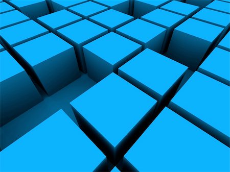 simsearch:400-03967200,k - 3d rendered illustration of many blue cubes Foto de stock - Royalty-Free Super Valor e Assinatura, Número: 400-05001878