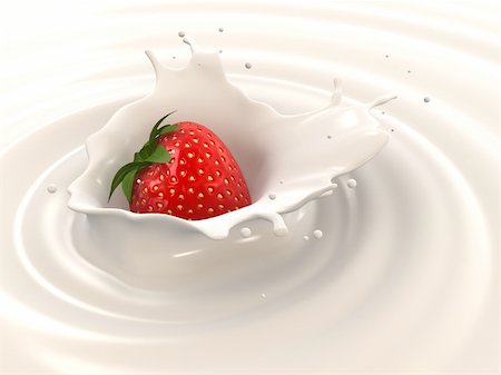 3d rendered illustration of a strawberry falling into water Stock Photo - Budget Royalty-Free & Subscription, Code: 400-05001891