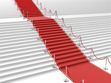 3d rendered illustration of white stairs with red carpet Stock Photo - Budget Royalty-Free & Subscription, Code: 400-05001936