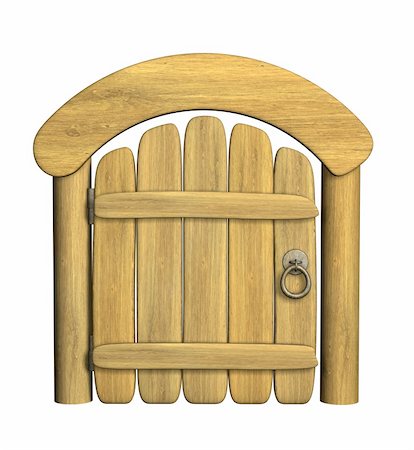 simsearch:400-04691130,k - Closed ancient wooden door. Object over white Photographie de stock - Aubaine LD & Abonnement, Code: 400-05002028