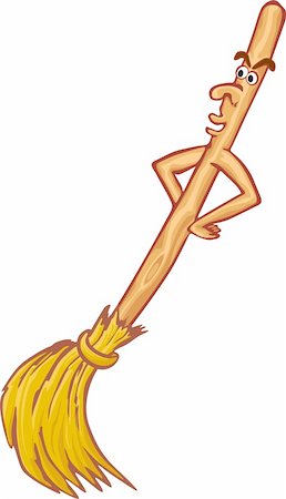 Cartoon live broom isolated on white background Stock Photo - Budget Royalty-Free & Subscription, Code: 400-05002035
