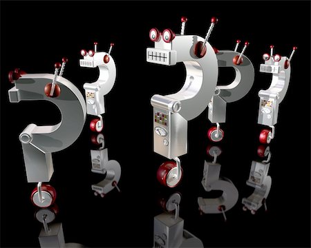 robot group - Illustration of robot question marks running around Stock Photo - Budget Royalty-Free & Subscription, Code: 400-05002301