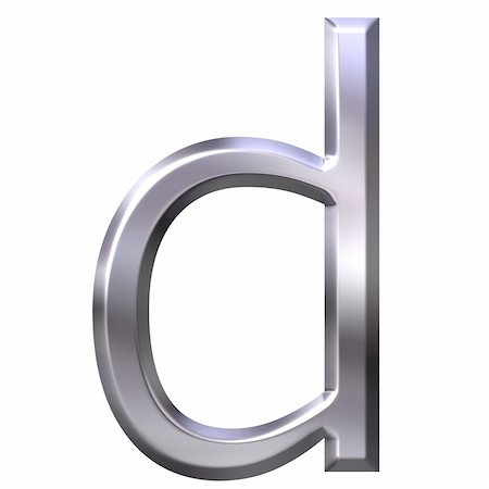 3d silver letter d isolated in white Photographie de stock - Aubaine LD & Abonnement, Code: 400-05002336