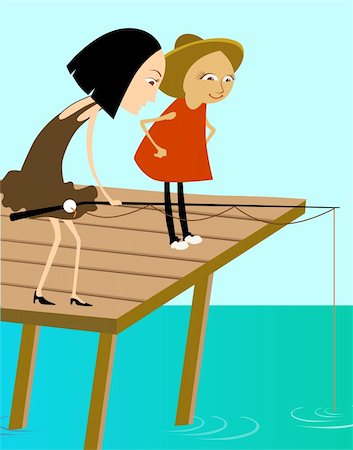 fisherman cartoon - Illustration of a boy and girl fishing in a lake Stock Photo - Budget Royalty-Free & Subscription, Code: 400-05002428