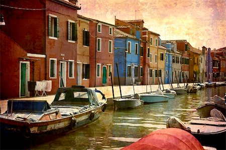 simsearch:400-05004765,k - Artistic work of my own in retro style - Postcard from Italy. - Burao - Venice. Fotografie stock - Microstock e Abbonamento, Codice: 400-05002432