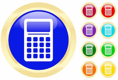 Icon of calculator on shiny buttons Stock Photo - Budget Royalty-Free & Subscription, Code: 400-05002516
