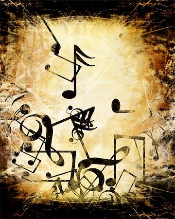 swirling music sheet - Old paper texture with music notes on it Stock Photo - Budget Royalty-Free & Subscription, Code: 400-05002561