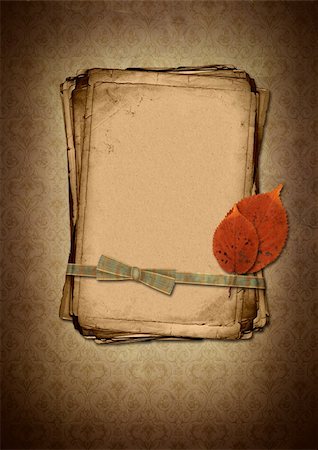 simsearch:400-04848691,k - Grunge papers design in scrap booking style With autumn leaves Stock Photo - Budget Royalty-Free & Subscription, Code: 400-05002750