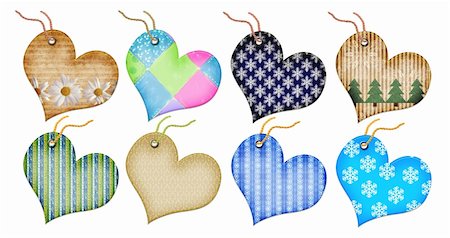 simsearch:400-04566378,k - Christmas gift tags in the form of heart. Isolated on a white background Photographie de stock - Aubaine LD & Abonnement, Code: 400-05002753