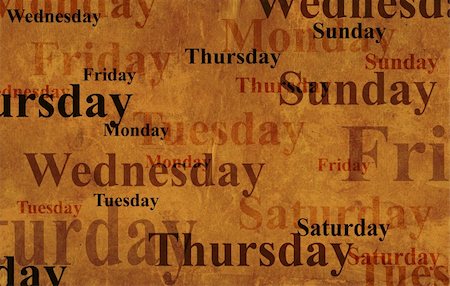 simsearch:400-07513116,k - Grunge background with names of days of week Stock Photo - Budget Royalty-Free & Subscription, Code: 400-05002974