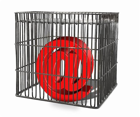 psiquiátrico - At sign trapped in a cage, there is no infringement of trademark copyright Foto de stock - Super Valor sin royalties y Suscripción, Código: 400-05003440