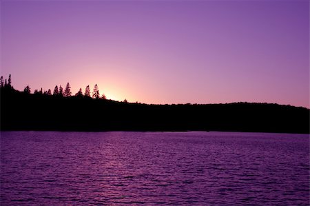 pines lake canada - A beautiful sunset with the treeline silhouette over a lake in Algonguin Park in Ontario, Canada. Stock Photo - Budget Royalty-Free & Subscription, Code: 400-05014058