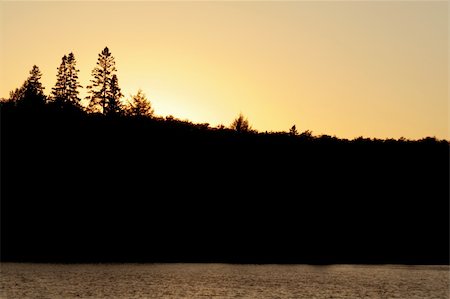 pines lake canada - A beautiful sunset with the treeline silhouette over a lake in Algonguin Park in Ontario, Canada. Stock Photo - Budget Royalty-Free & Subscription, Code: 400-05014059