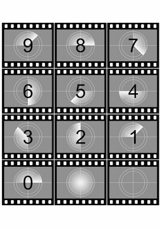 pnog (artist) - Simulation of a film strip countdown in black and white Foto de stock - Super Valor sin royalties y Suscripción, Código: 400-05014181