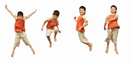 The Boy jumps on white background. Fotografie stock - Microstock e Abbonamento, Codice: 400-05014239
