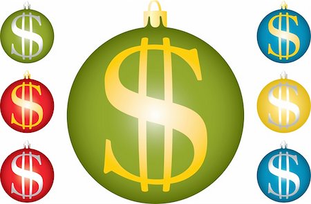 simsearch:400-07218310,k - Christmas balls with a symbol of dollar. A vector illustration. Photographie de stock - Aubaine LD & Abonnement, Code: 400-05015478