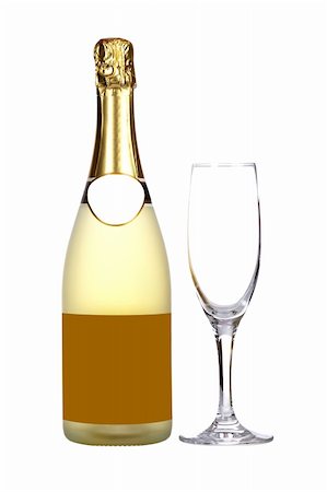 simsearch:400-05082002,k - Champagne bottle and empty glass , isolated on white background. Blank label for add text Photographie de stock - Aubaine LD & Abonnement, Code: 400-05015968