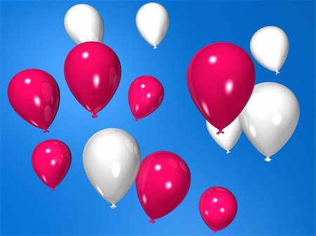 simsearch:400-04285786,k - 3d rendered illustration of many flying white and pink balloons Stock Photo - Budget Royalty-Free & Subscription, Code: 400-05016195