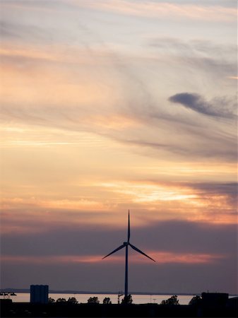 portrait of wind turbine in beautiful sunset Stock Photo - Budget Royalty-Free & Subscription, Code: 400-05016315