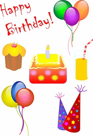 Birthday party with air balloons, presents and cake Stock Photo - Budget Royalty-Free & Subscription, Code: 400-05016381