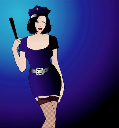 stockings suspenders - A sexy police woman (vector) Stock Photo - Budget Royalty-Free & Subscription, Code: 400-05016559