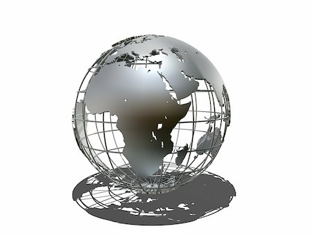 simsearch:400-03954884,k - 3d rendered illustration of a silver globe model Photographie de stock - Aubaine LD & Abonnement, Code: 400-05016640