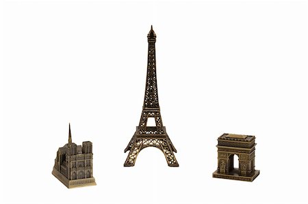 Bronze copies of Paris sights isolated on white Stock Photo - Budget Royalty-Free & Subscription, Code: 400-05016788