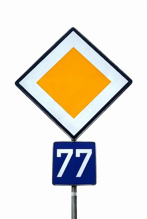simsearch:400-04480527,k - traffic sign priority with the number 77 Stock Photo - Budget Royalty-Free & Subscription, Code: 400-05017274