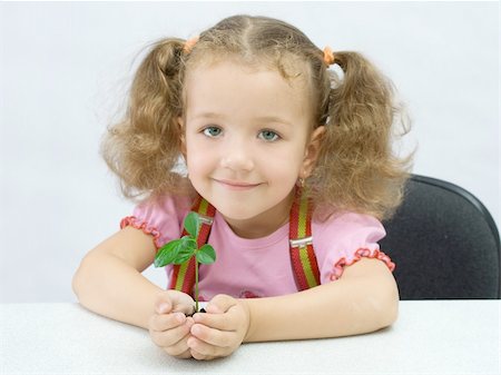 Portrait of the lovely girl with a small green plant in palms Stock Photo - Budget Royalty-Free & Subscription, Code: 400-05017900