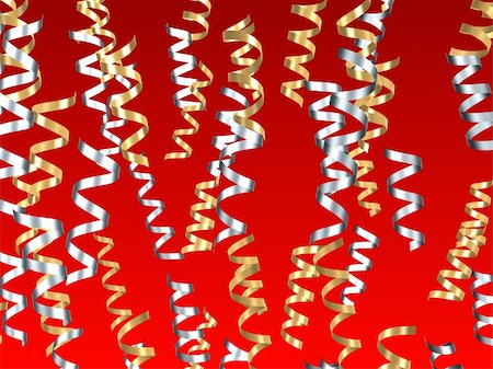 simsearch:400-09070151,k - 3d rendered illustration of falling golden and silver ribbons on a red background Foto de stock - Super Valor sin royalties y Suscripción, Código: 400-05019113