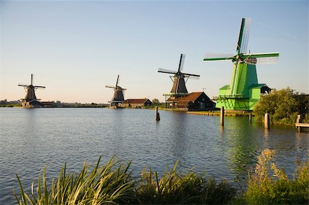 Windmills at the Zaanse Schans, the Netherlands Stock Photo - Budget Royalty-Free & Subscription, Code: 400-05019421