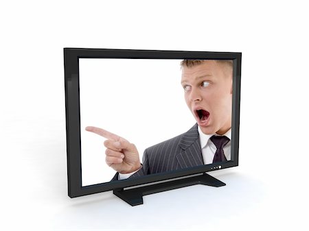 shouting television - shouting man in television on an isolated background Stock Photo - Budget Royalty-Free & Subscription, Code: 400-05010060