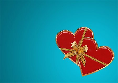 Card Valentine. A composition from two ñðåäåö on a red background with gold inserts Foto de stock - Super Valor sin royalties y Suscripción, Código: 400-05010279