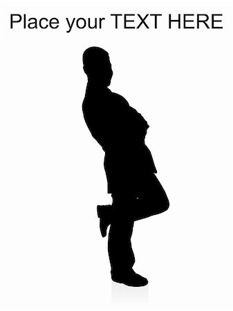 silhouette of professional man standing on his one leg against white background Stock Photo - Budget Royalty-Free & Subscription, Code: 400-05010357