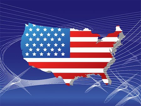 simsearch:400-04497095,k - The United States of America map with the flag. Stockbilder - Microstock & Abonnement, Bildnummer: 400-05011972