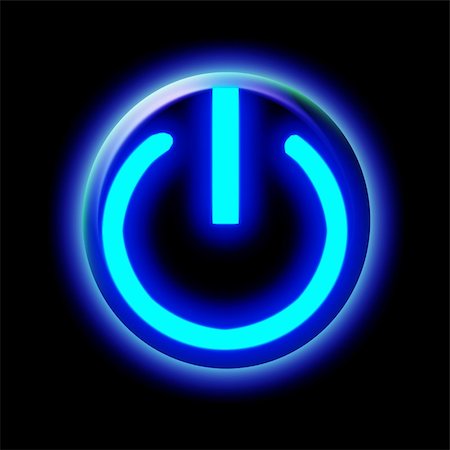 Blue glowing power button Stock Photo - Budget Royalty-Free & Subscription, Code: 400-05013075