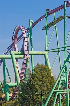 simsearch:400-03963009,k - Rollercoaster tracks against a brilliant blue sky Stock Photo - Budget Royalty-Free & Subscription, Code: 400-05013375